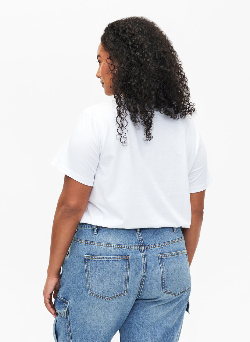 Kuvioitu puuvillainen T-paita, B. White w. Face, Model image number 1