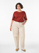 Ribattu jerseypusero, jossa on lyhyet hihat, Punainen, Model image number 1