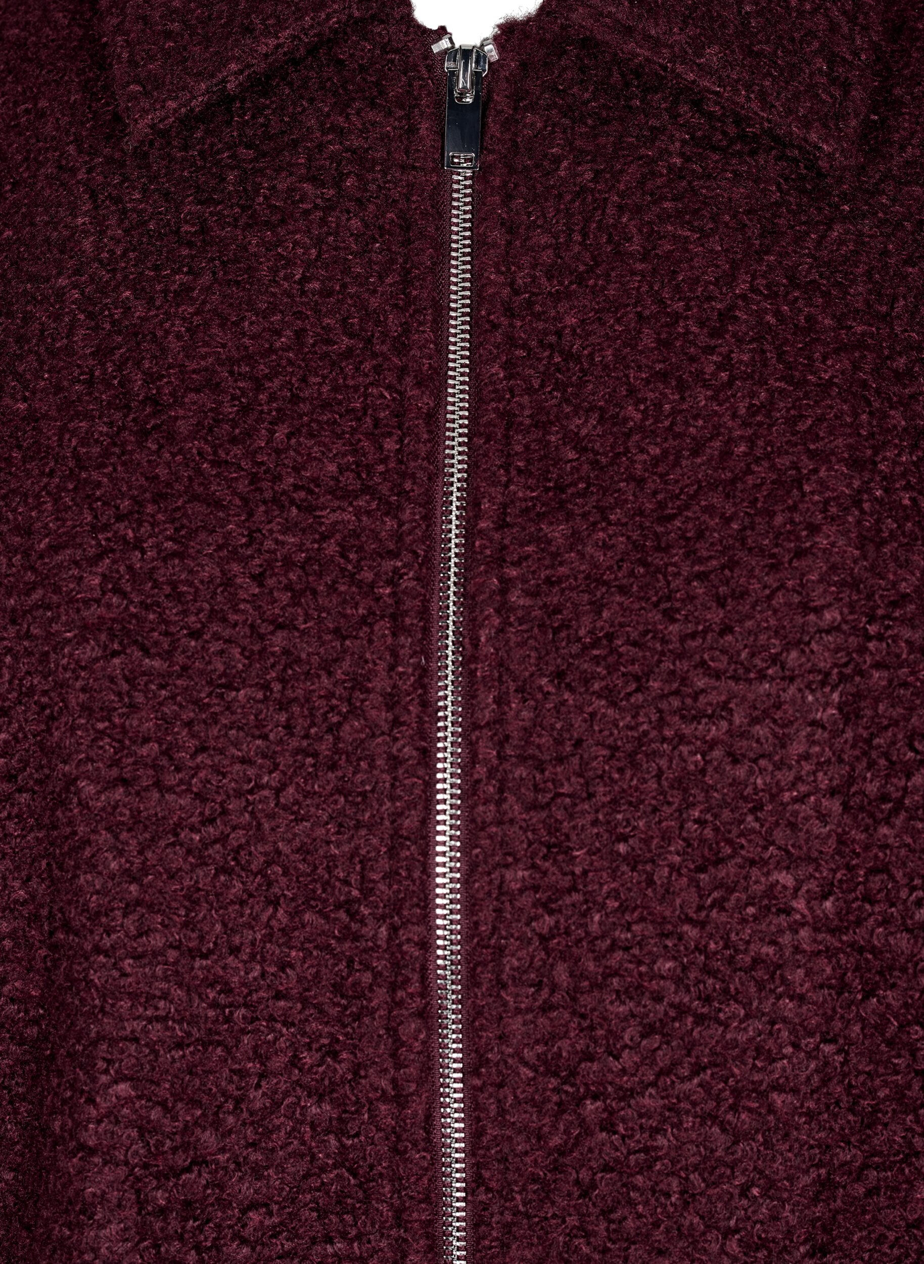 Zizzi Lyhyt takki vetoketjulla, Tumma Bordeaux, Packshot image number 2