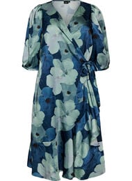 Kukkakuvioinen kietaisumekko 3/4-hihoilla, Mixed colours