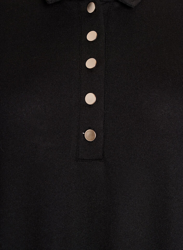 Lyhyt polomekko napeilla ja pitkät hihat, Musta, Packshot image number 2
