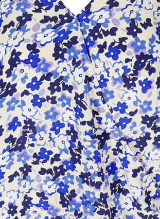 Kukallinen viskoosipusero 3/4-hihoilla, Blue Flower AOP, Packshot image number 2