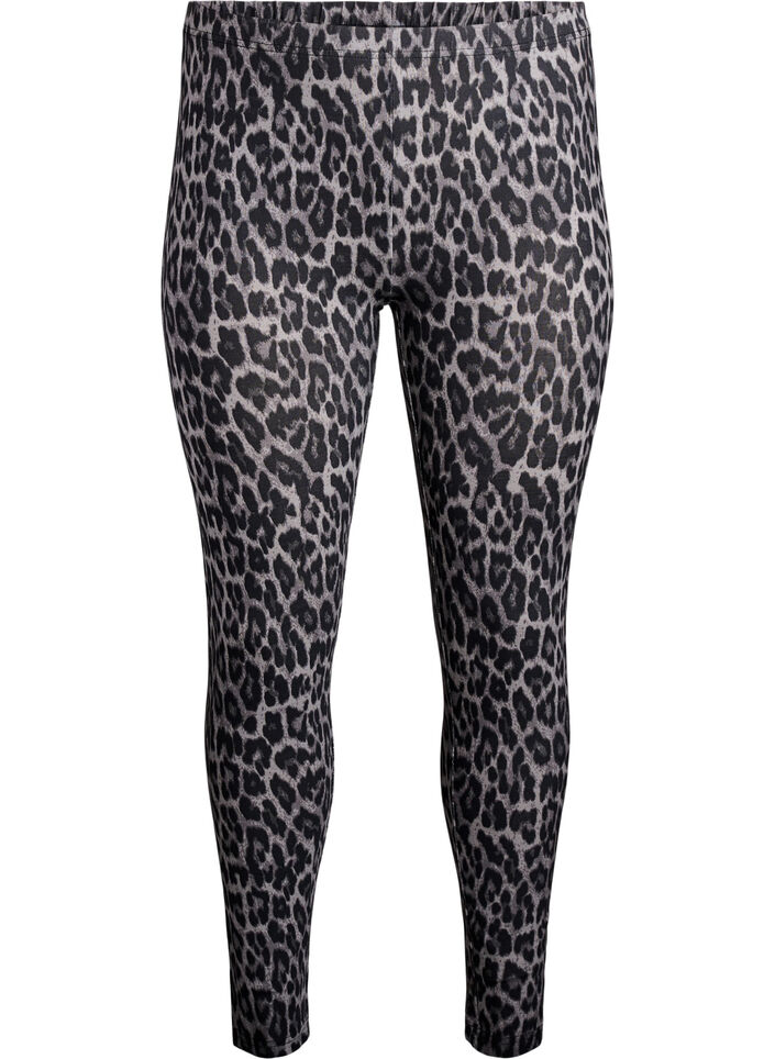 Viskoosileggingsit leopardikuviolla, Harmaa, Packshot image number 0