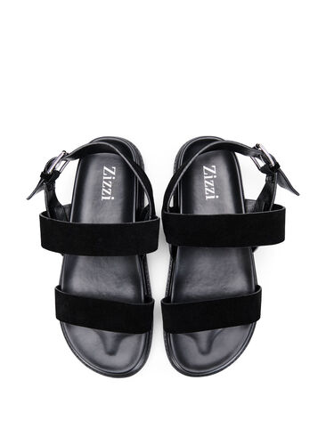 Wide fit -sandaalit mokkanahasta, Black, Packshot image number 2