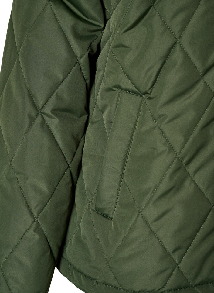 Kevyesti topattu takki timanttitikkauksilla, Vihre&auml;, Packshot image number 3