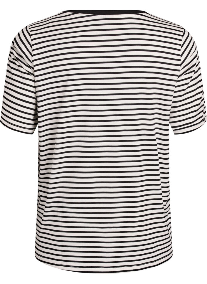 T-paita TENCEL&trade; Lyocellista ja raidoilla, Valkoinen, Packshot image number 1