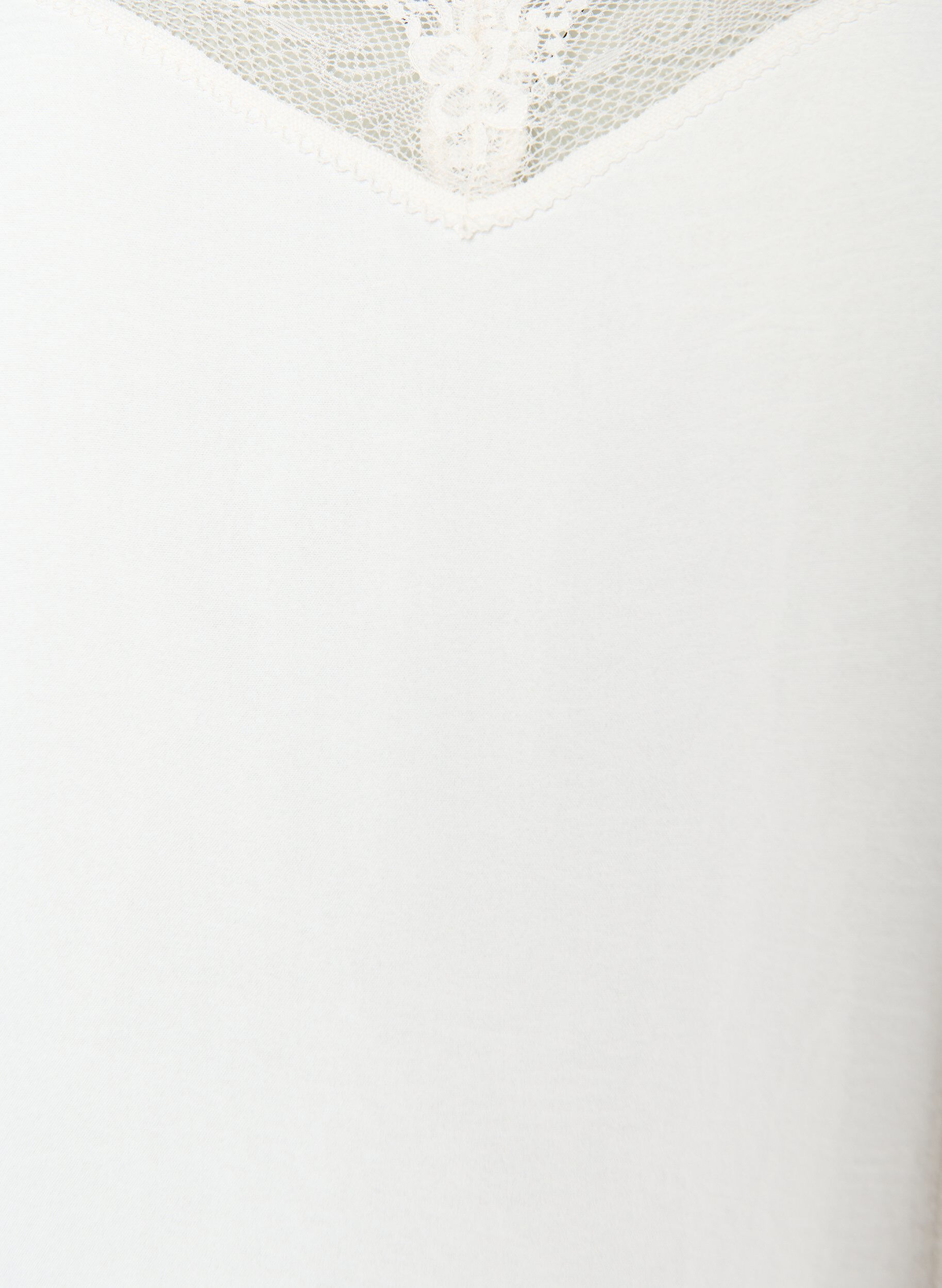 Zizzi Cami-toppi V-p&auml;&auml;ntiell&auml; ja pitsireunalla, Vanilja, Packshot image number 2