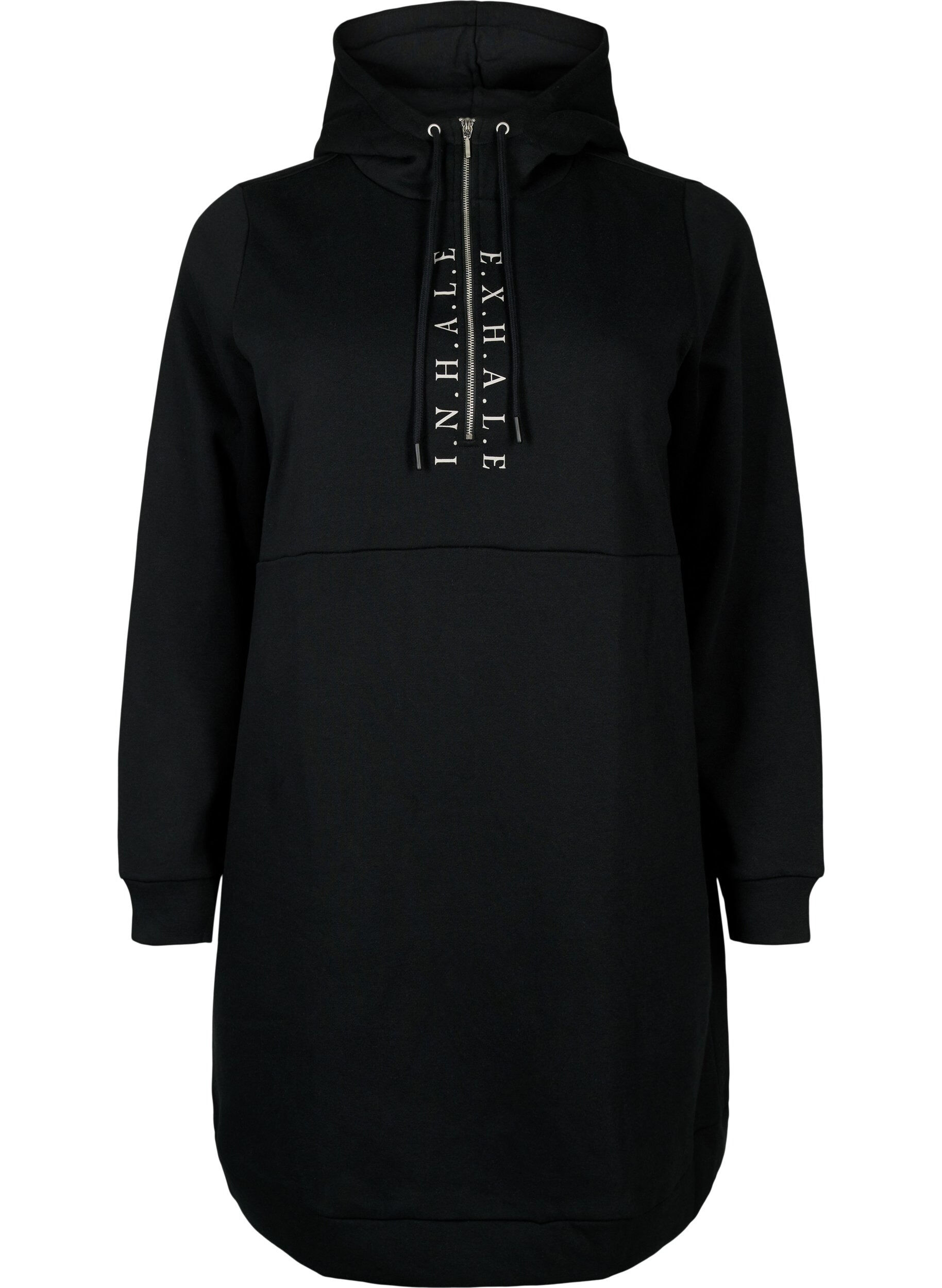 Zizzi Urheilullinen svetarimekko hupulla, Black/Grey, Packshot image number 0