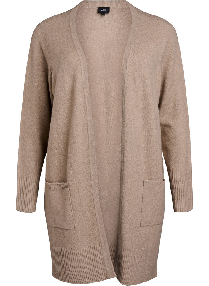 Joustinneuletakki taskuilla, Beige, Packshot image number 0