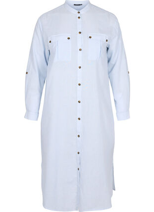 Pitkä raidallinen paitamekko puuvillasta, Blue Stripe, Packshot image number 0