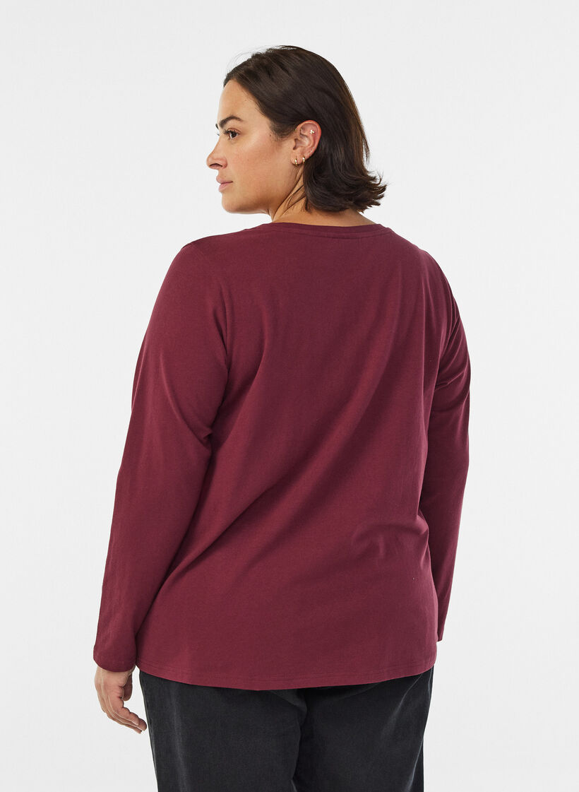 Perus jersey-paita, jossa pitkät hihat, Tumma Bordeaux, Model image number 2
