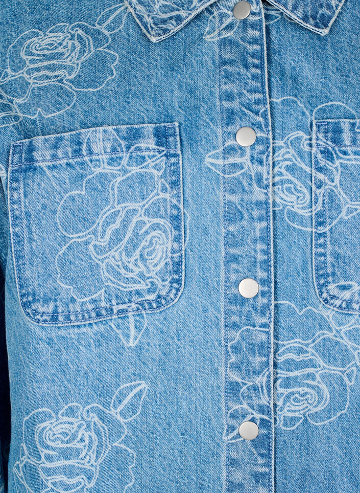 Takkimallinen farkkutakki kukilla, Light Blue Denim, Packshot image number 2