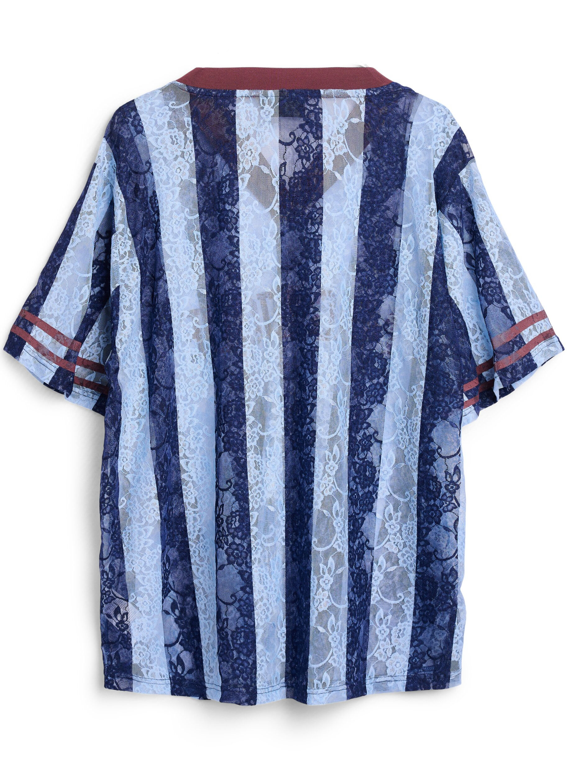 Zizzi Raidallinen pitsipusero n&auml;ytt&auml;v&auml;ll&auml; printill&auml;., Sininen, Packshot image number 1