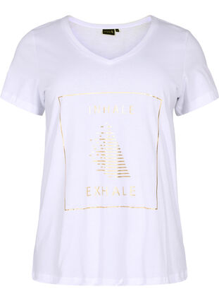 Puuvillainen t-paita treeniin painatuksella, White w. inhale logo, Packshot image number 0