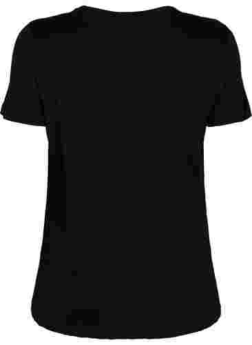 T-paita printillä treeniin , Black w. stripe A, Packshot image number 1
