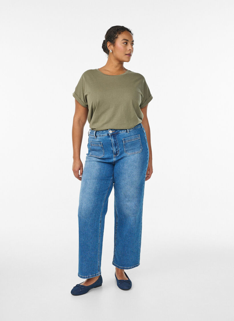 Lyhythihainen t-paita puuvillasekoitteesta, Vihre&auml;, Model image number 1