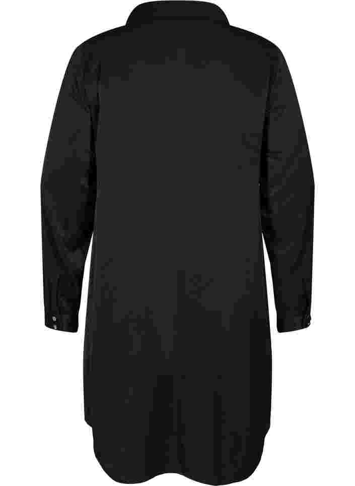 Pitkähihainen mekko kauluksella ja vetoketjulla , Black, Packshot image number 1