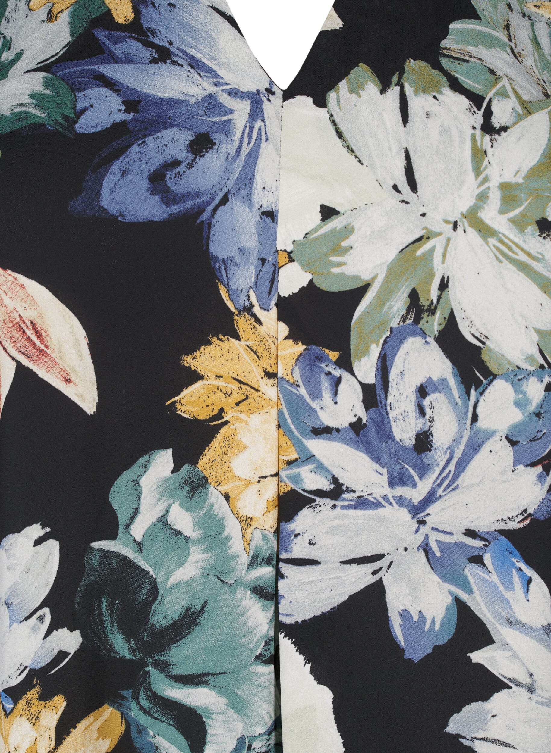 Zizzi Pitk&auml;hihainen mekko, jossa on kukkakuviointi, Yellow Flower AOP, Packshot image number 2