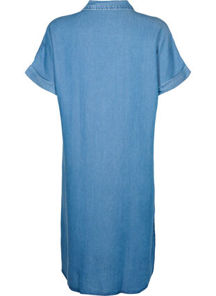 Lyocell-kuidusta (TENCEL™) valmistettu paitamekko lyhyillä hihoilla, Medium Blue Denim, Packshot image number 1