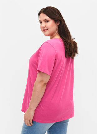 Puuvillainen t-paita tekstiprintillä, Shocking Pink W. LOS, Model image number 1