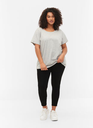 Meleerattu puuvillainen t-paita , Light Grey Melange, Model image number 2