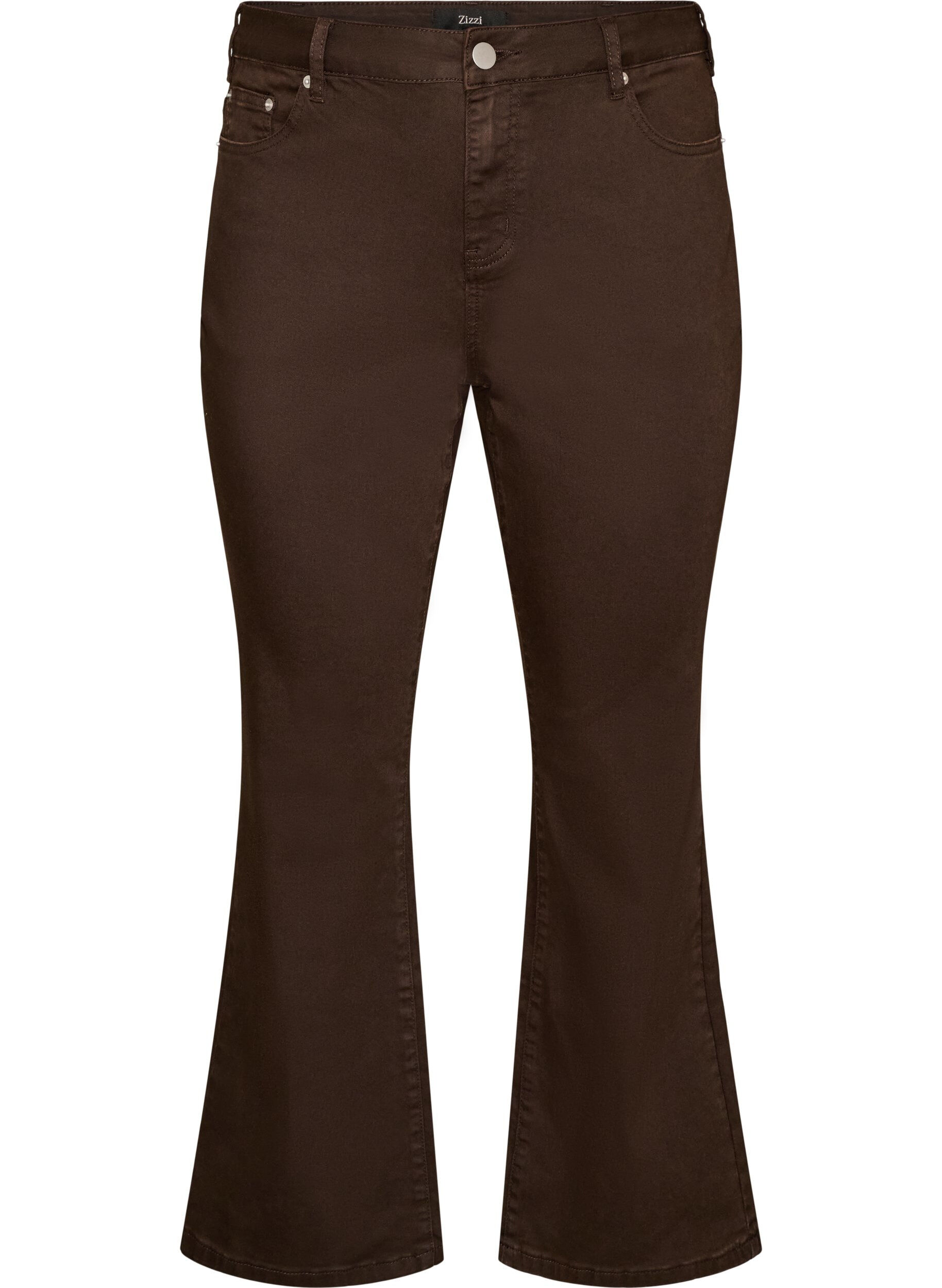 ZizziEllen bootcut-farkut v&auml;rillisest&auml; denimist&auml;, Ruskea, Packshot image number 0