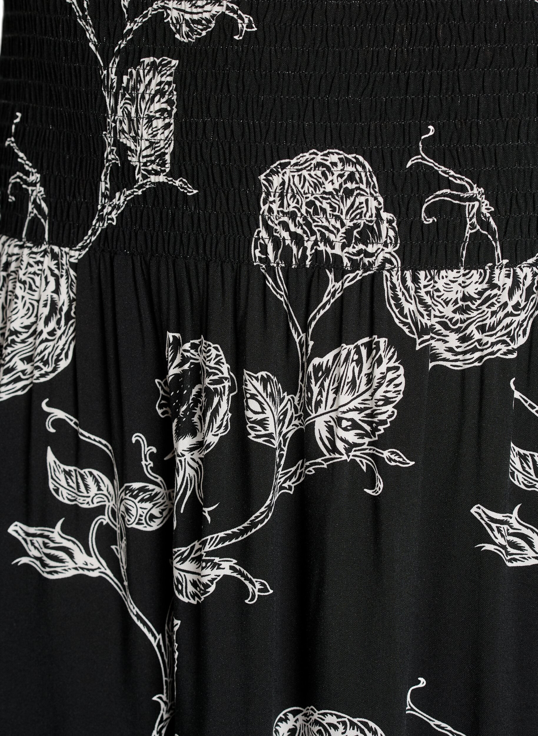 Zizzi Viskoosista valmistettu rypytetty maksihame, Musta, Packshot image number 2