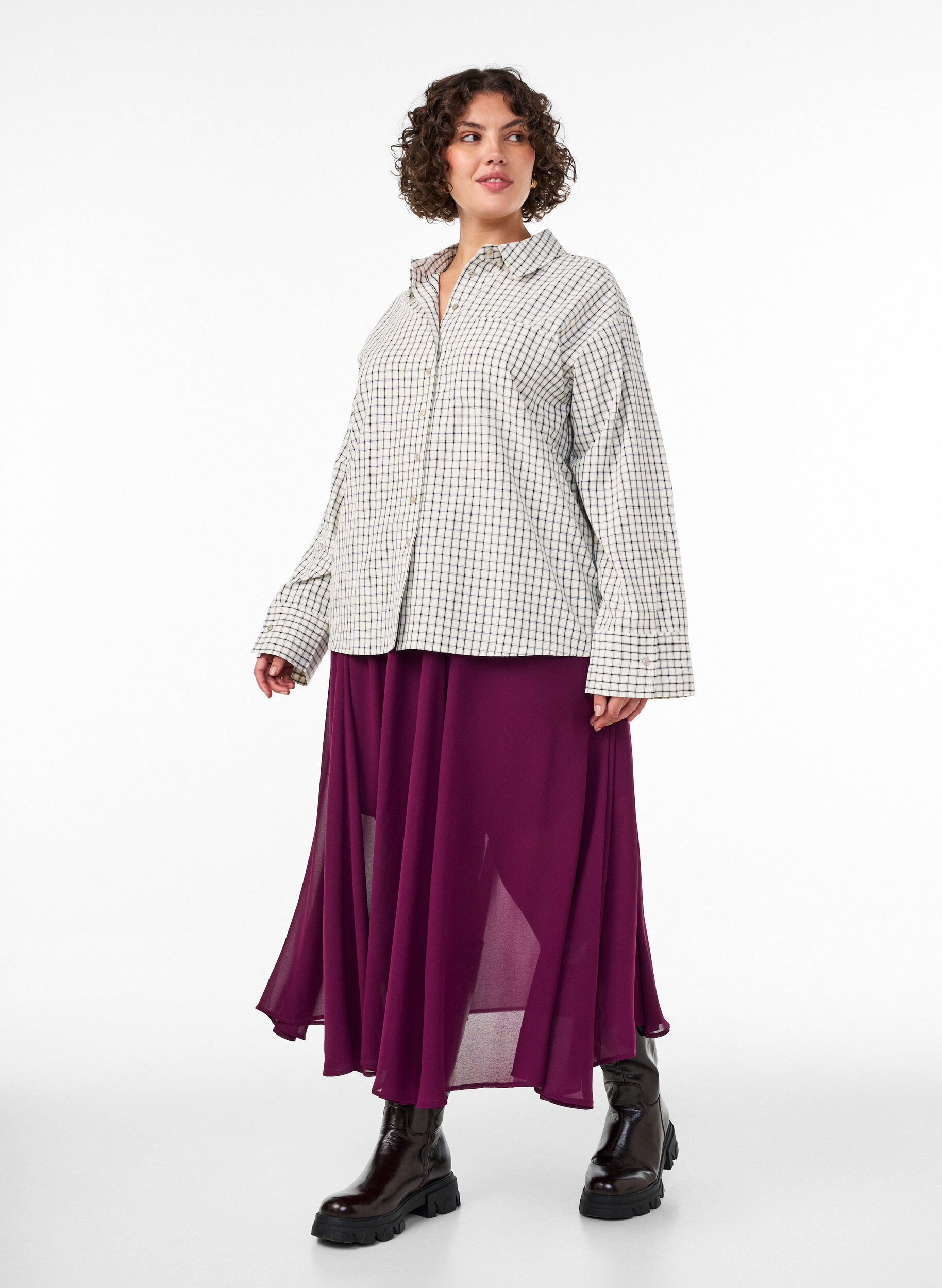 A-linjainen midihame, Violetti, Model