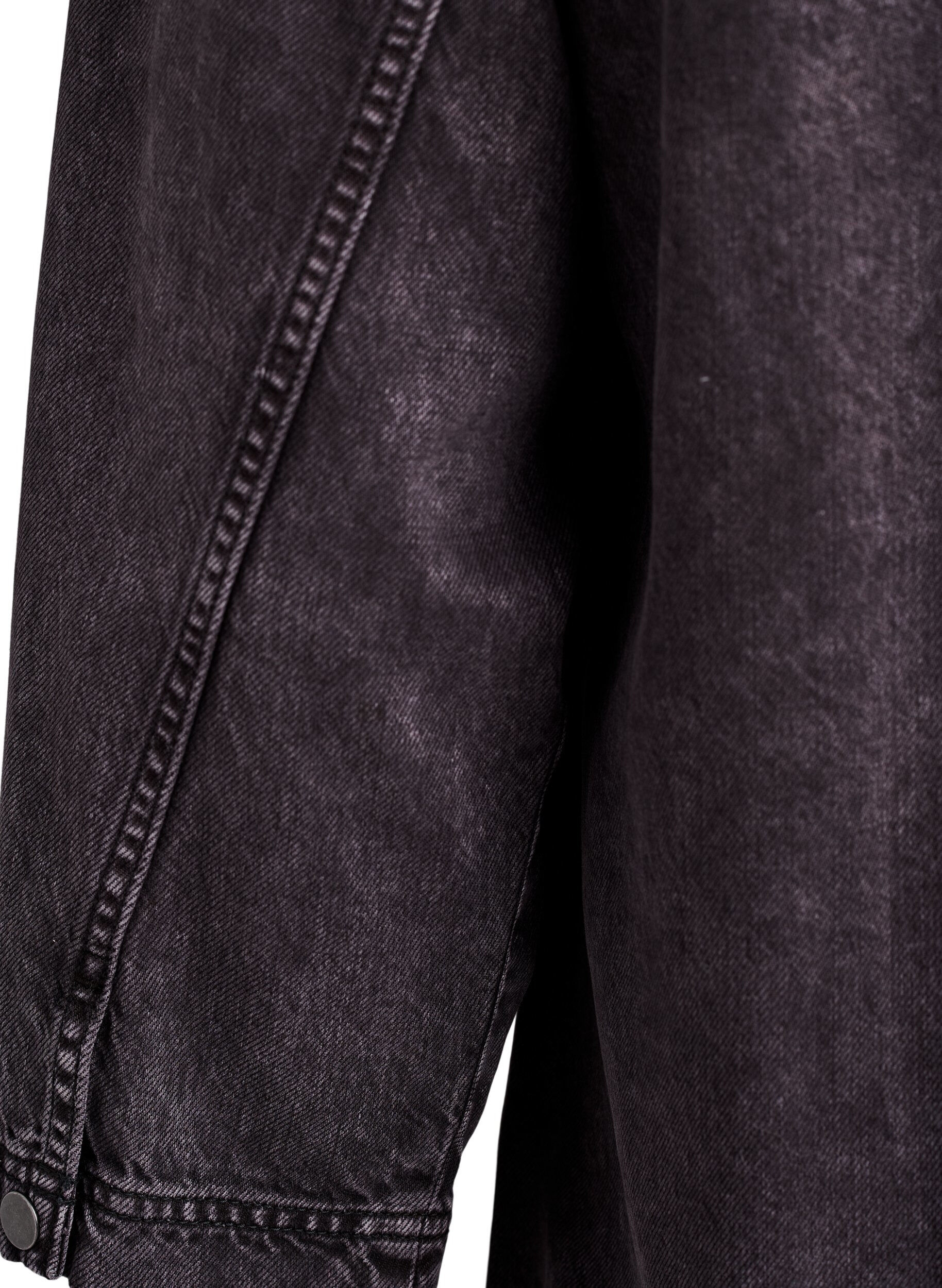 Zizzi V&auml;lj&auml; denimipaita 3/4-hihoilla, Harmaa, Packshot image number 3