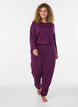 Jerseyhousut korkealla vy&ouml;t&auml;r&ouml;ll&auml; ja taskuilla, Violetti, Model image number 0