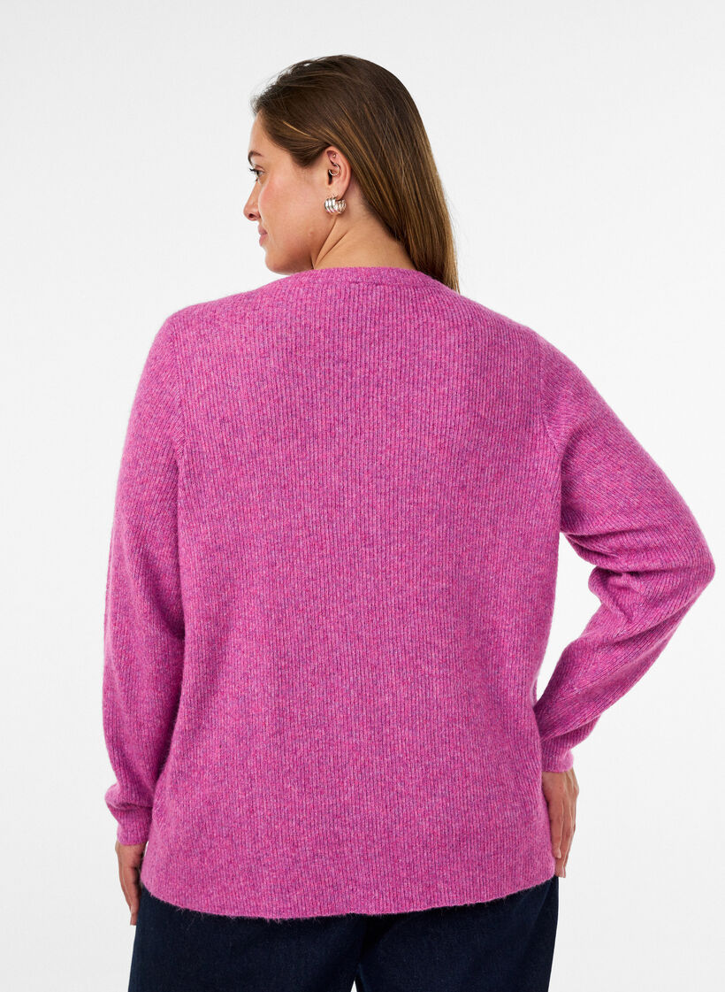 Melange-neulepusero py&ouml;re&auml;ll&auml; p&auml;&auml;ntiell&auml;, Violetti, Model image number 2