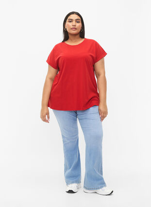 Lyhythihainen puuvillasekoitteinen T-paita, Tango Red, Model image number 2