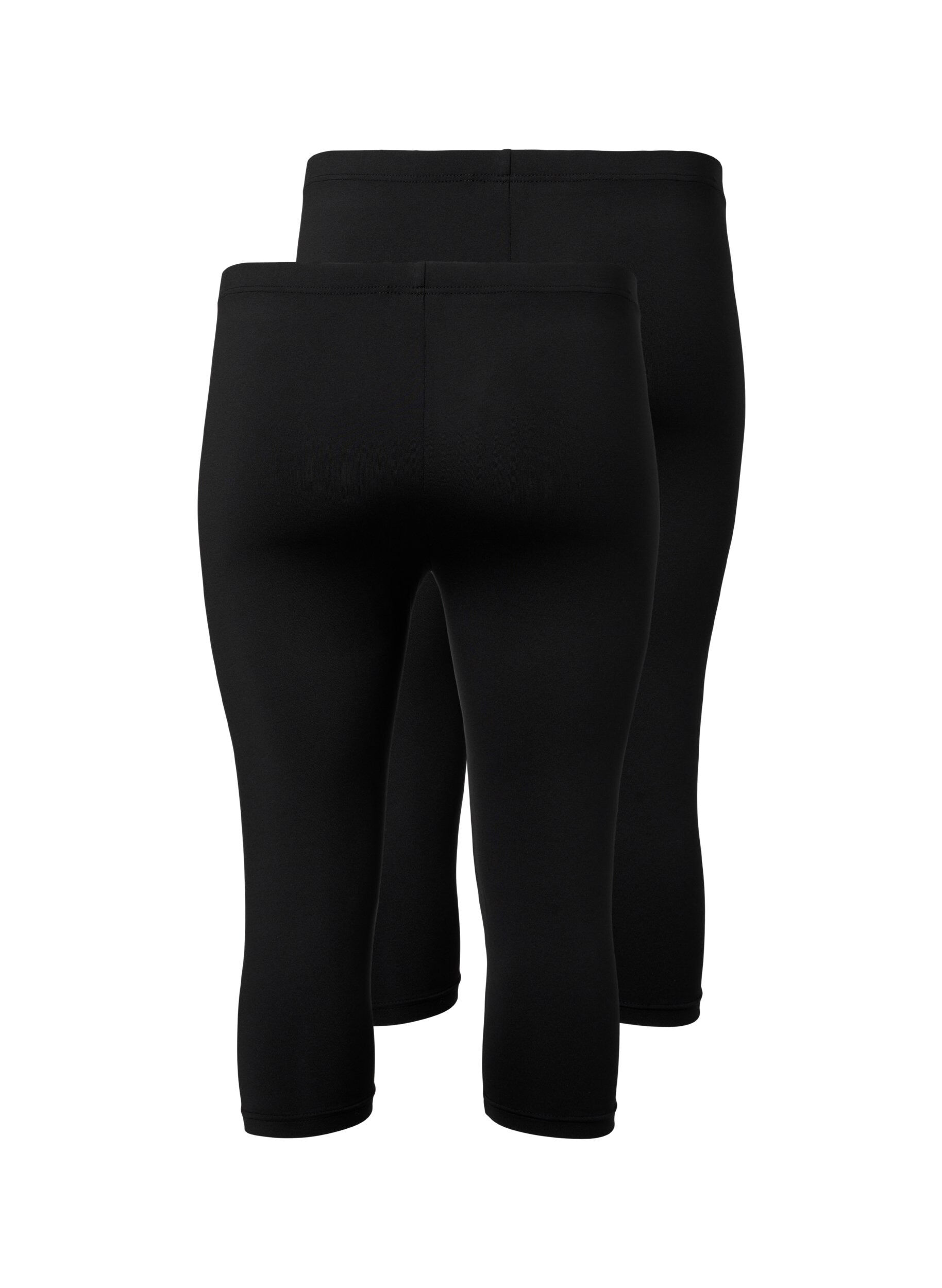 Zizzi 2-pack &frac34;-pituiset leggingsit, Musta, Packshot image number 1