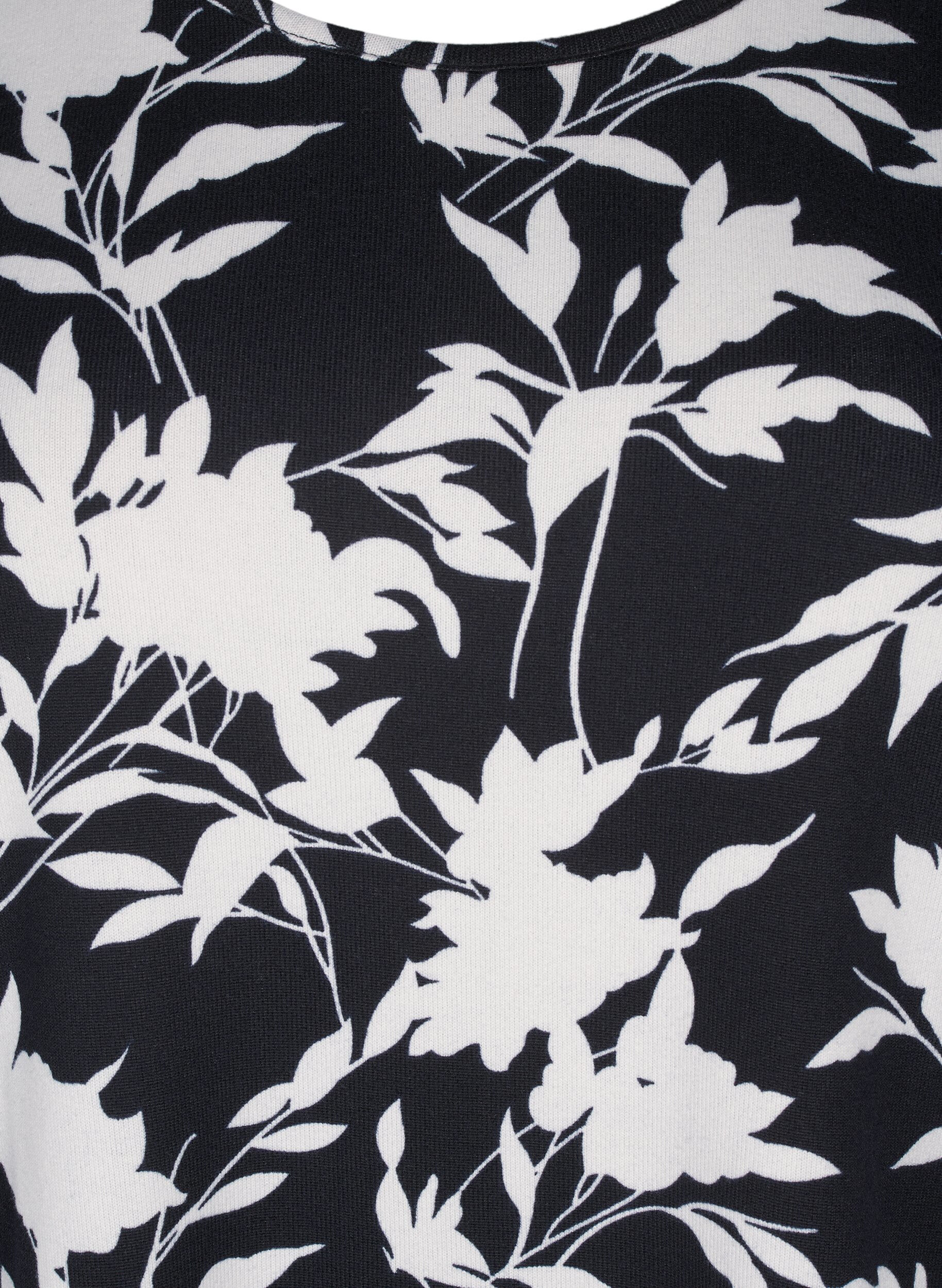 Zizzi Pitk&auml;hihainen kuviollinen pusero, Sininen, Packshot image number 2