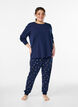 Pitk&auml;hihainen pyjaman yl&auml;osa pehme&auml;&auml; puuvillatrikoota, Sininen, Model image number 1