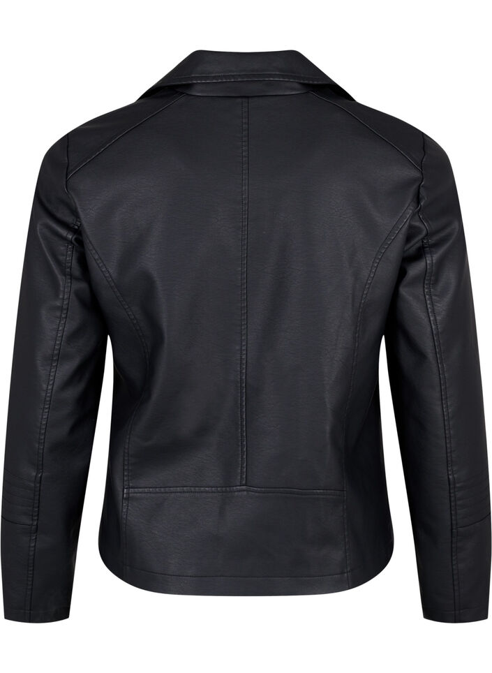 Keinonahkainen biker-takki, Musta, Packshot image number 1
