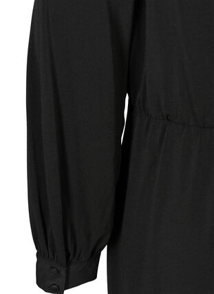 Pitkähihainen mekko v-aukolla, Black, Packshot image number 3