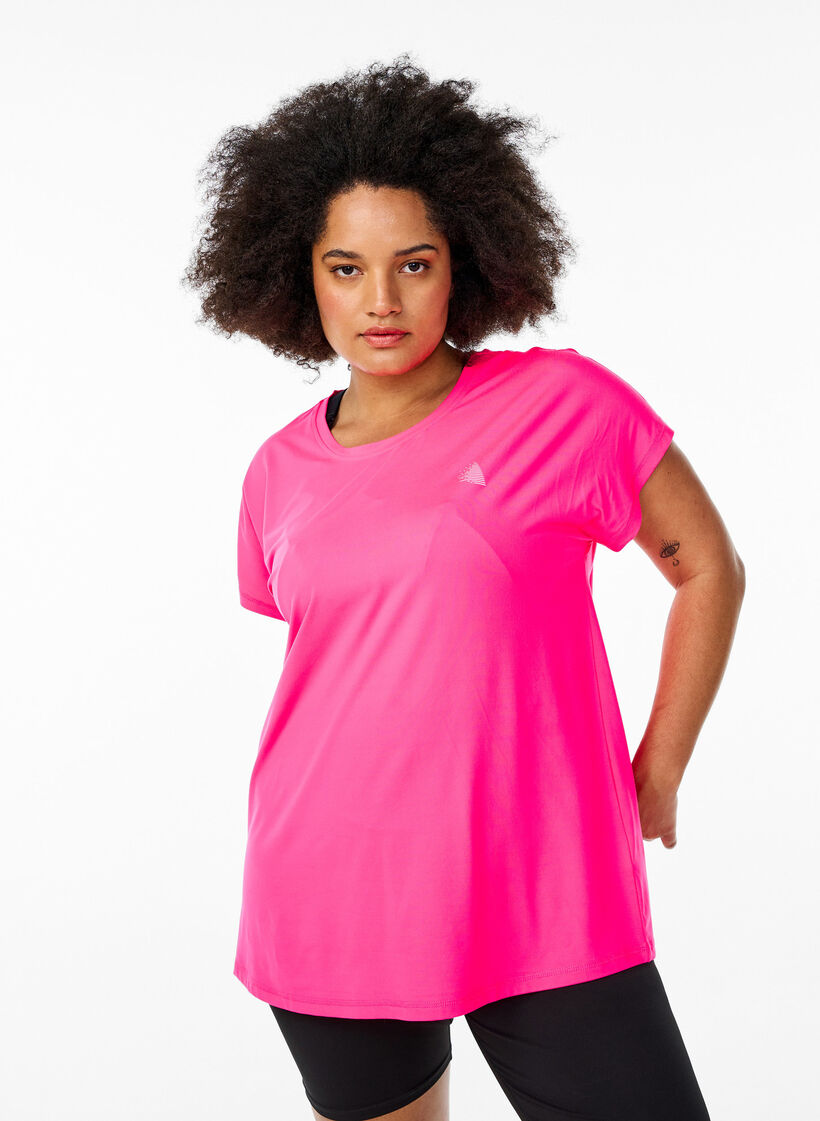 Yksiv&auml;rinen treeni-T-paita, Vaaleanpunainen, Model image number 0