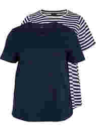 2 perus t-paitaa puuvillasta, Navy/Navy Stripe