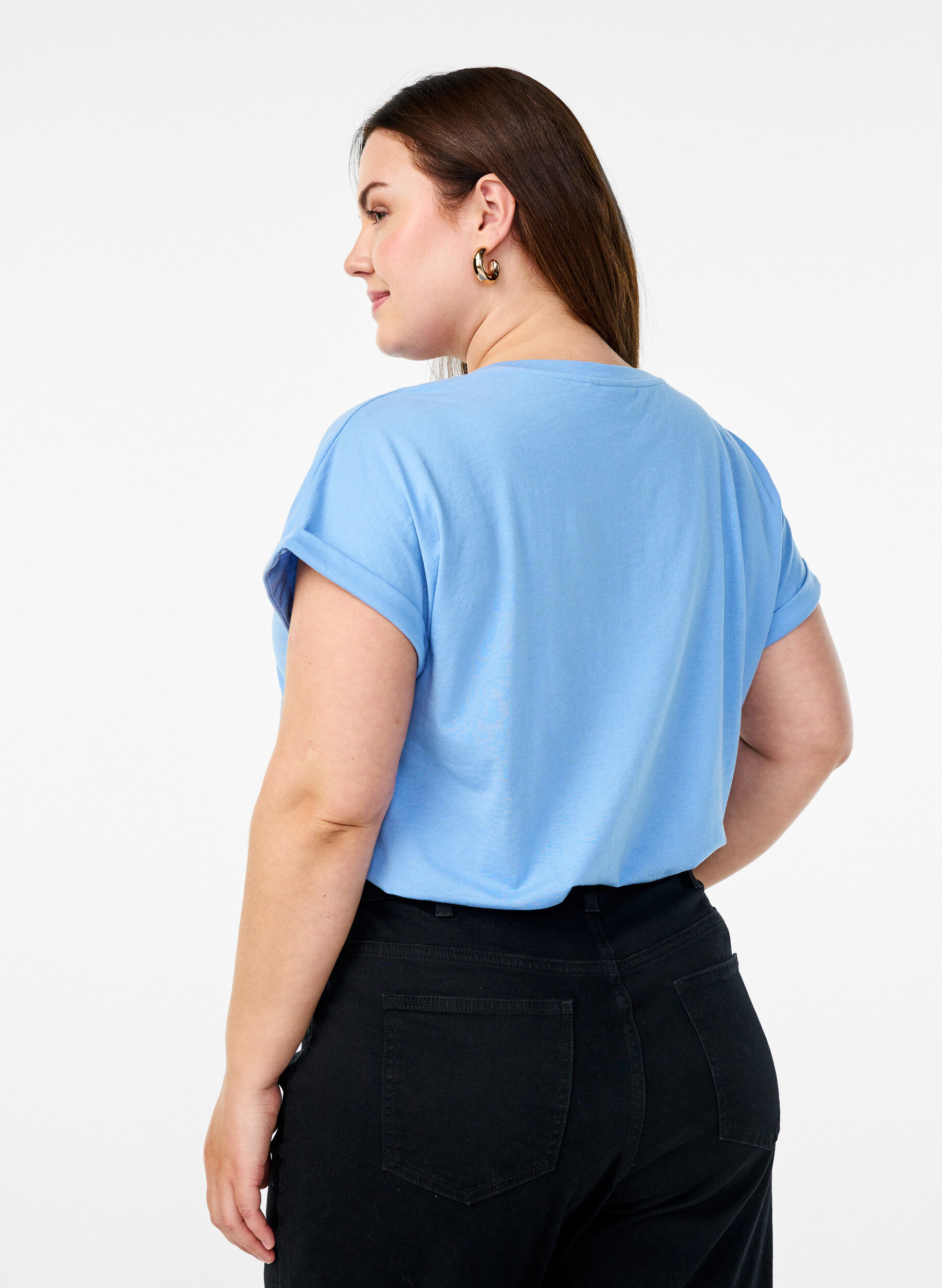 Zizzi Kaksipakkaus lyhythihaisia t-paitoja, Sininen, Model image number 2