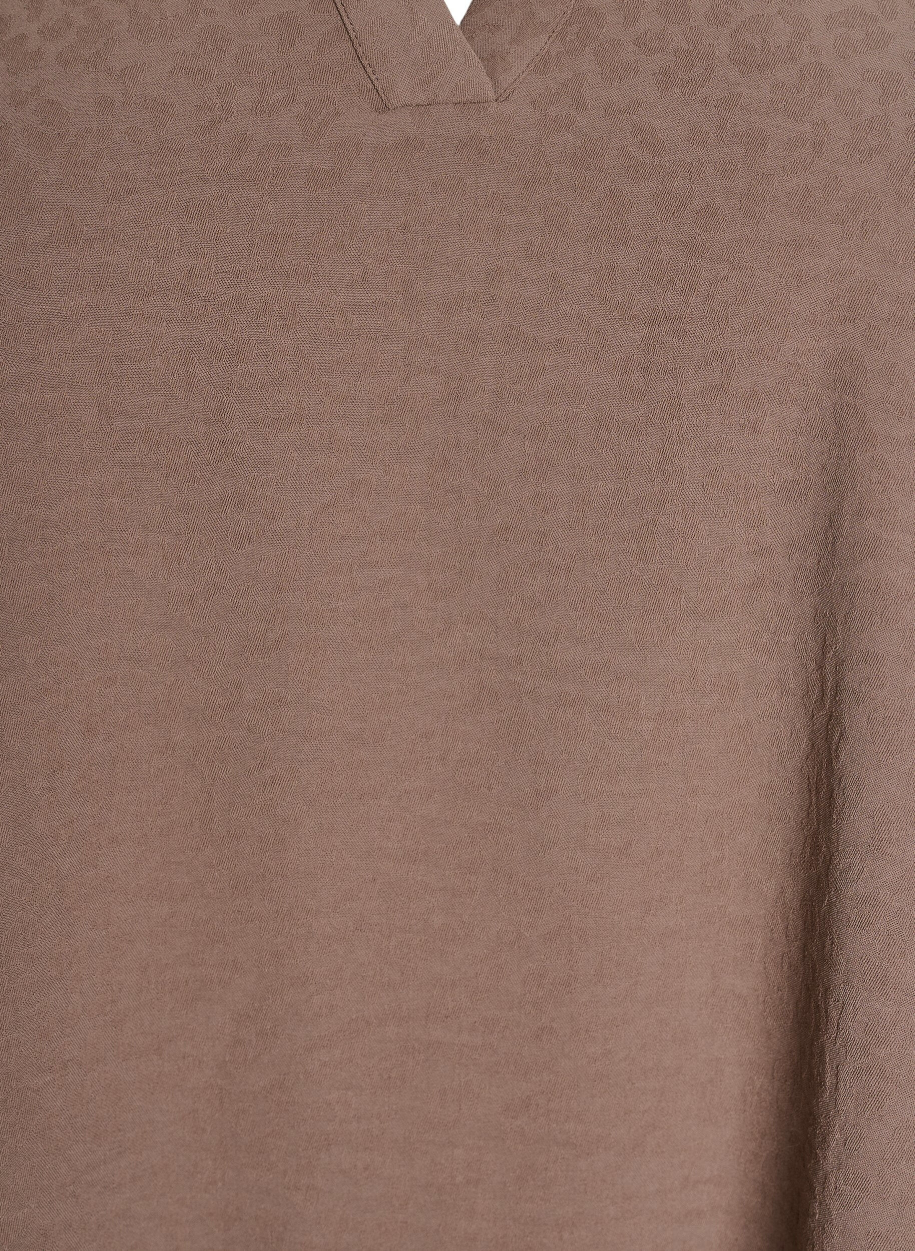 Zizzi Pusero, jossa on lyhyet r&ouml;yhel&ouml;hihat ja V-p&auml;&auml;ntie, Ruskea, Packshot image number 2