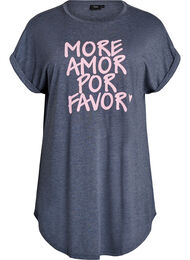 Lyhythihainen y&ouml;paita tekstipainatuksella, Sininen