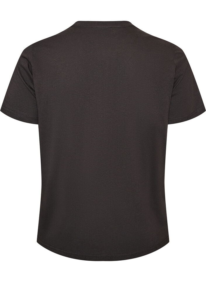 Puuvillainen T-paita etupainatuksella, Harmaa, Packshot image number 1