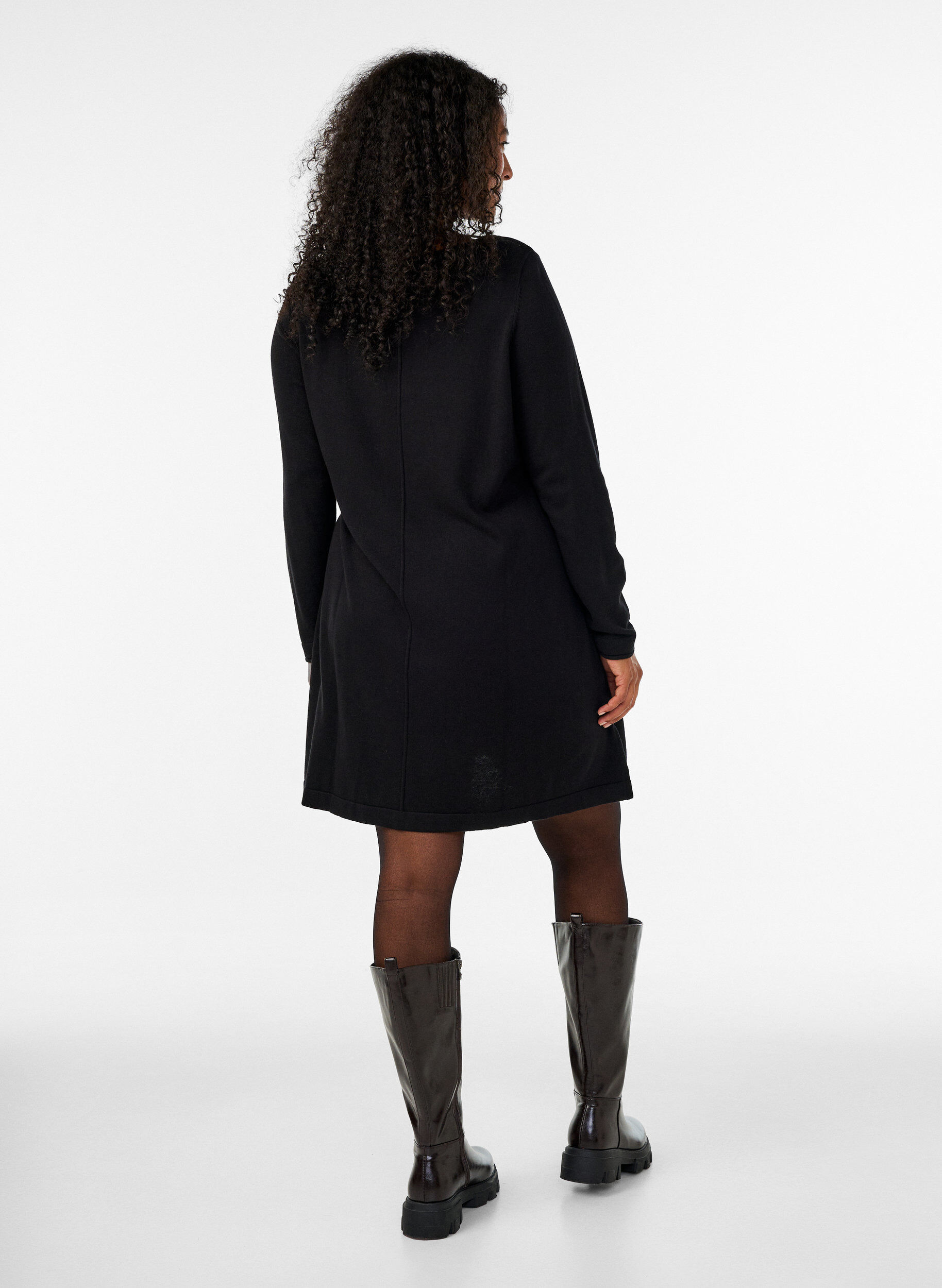 ZizziNeulemekko puuvillaviskoosisekoitteesta, Musta, Model image number 2