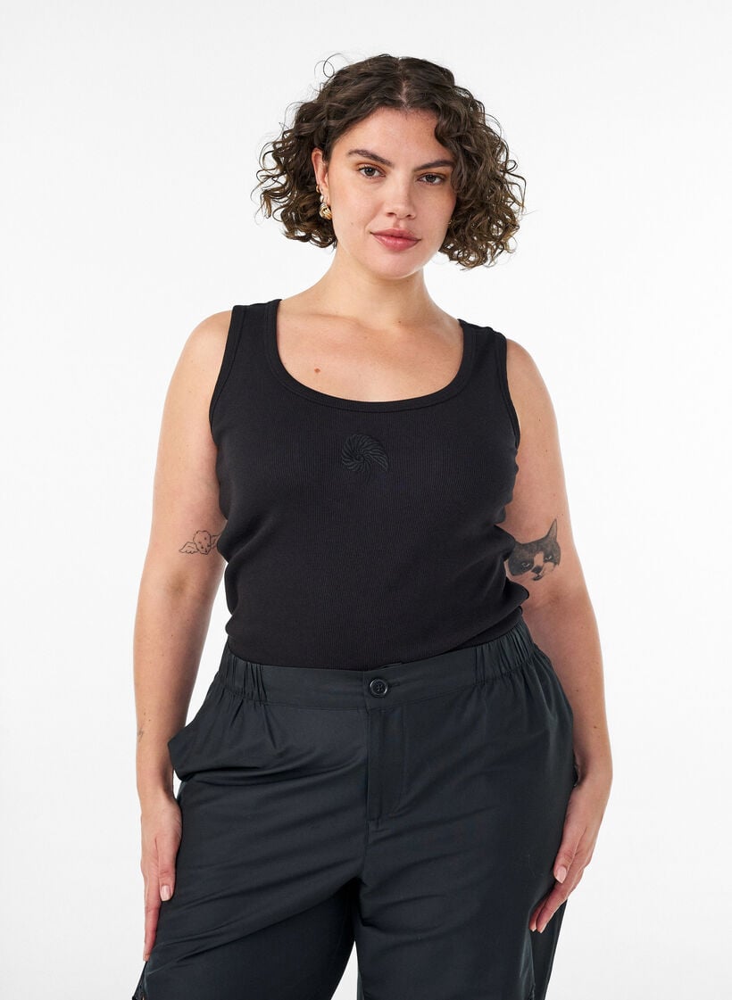 Tyk&ouml;istuva kuvioitu yl&auml;osa, Musta, Model image number 0