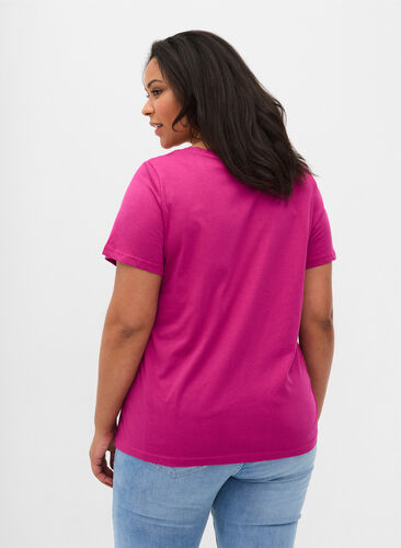 Lyhythihainen puuvillainen t-paita printillä , Festival Fuchsia WAY, Model image number 1