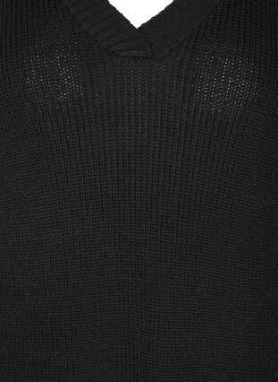 Pitkä neuleliivi v-aukolla ja halkioilla , Black, Packshot image number 2