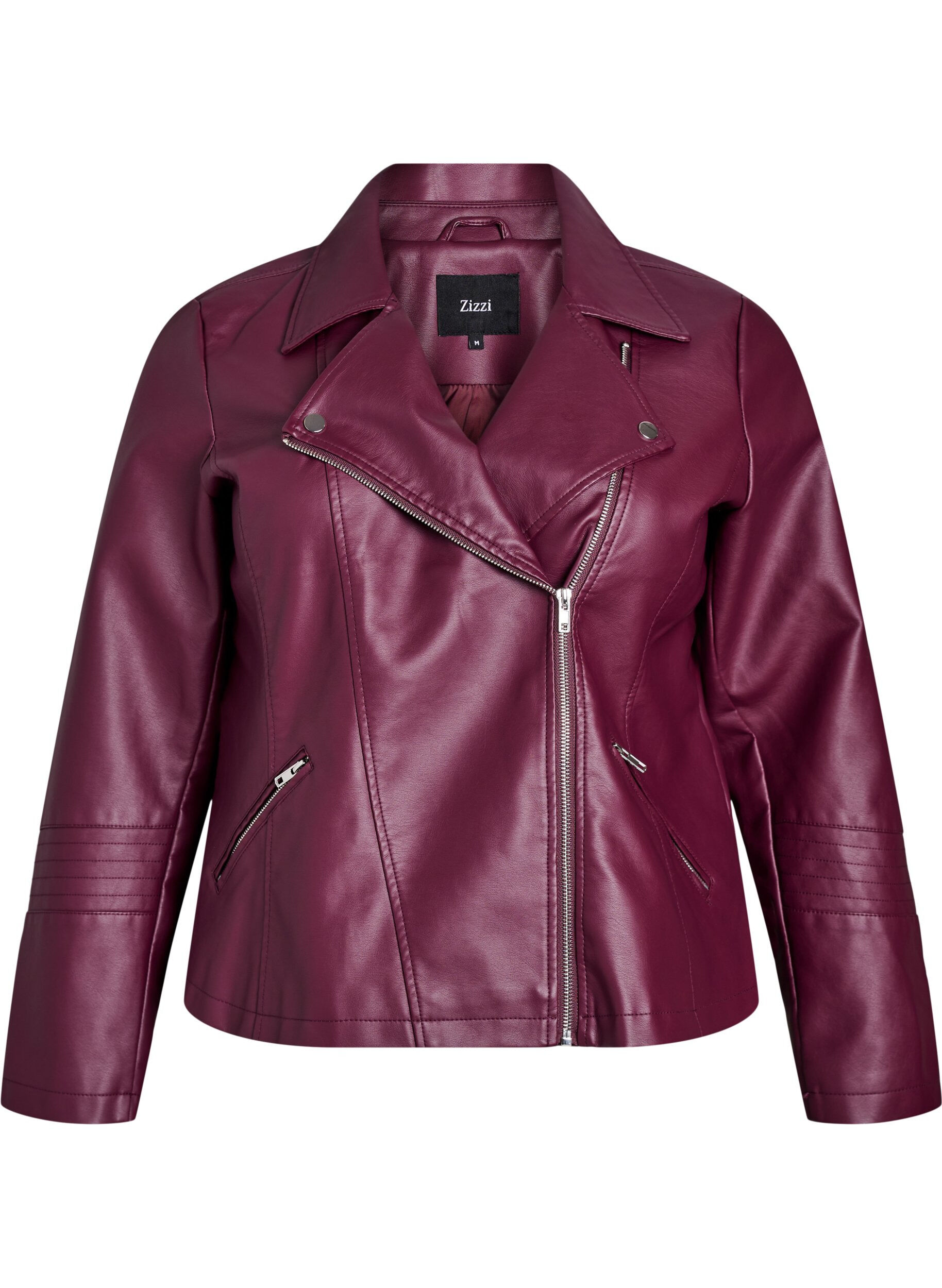 ZizziKeinonahkainen biker-takki, Punainen, Packshot image number 0