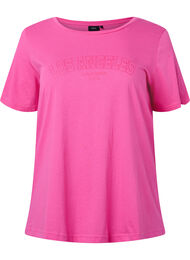 Puuvillainen t-paita tekstiprintillä, Shocking Pink W. LOS