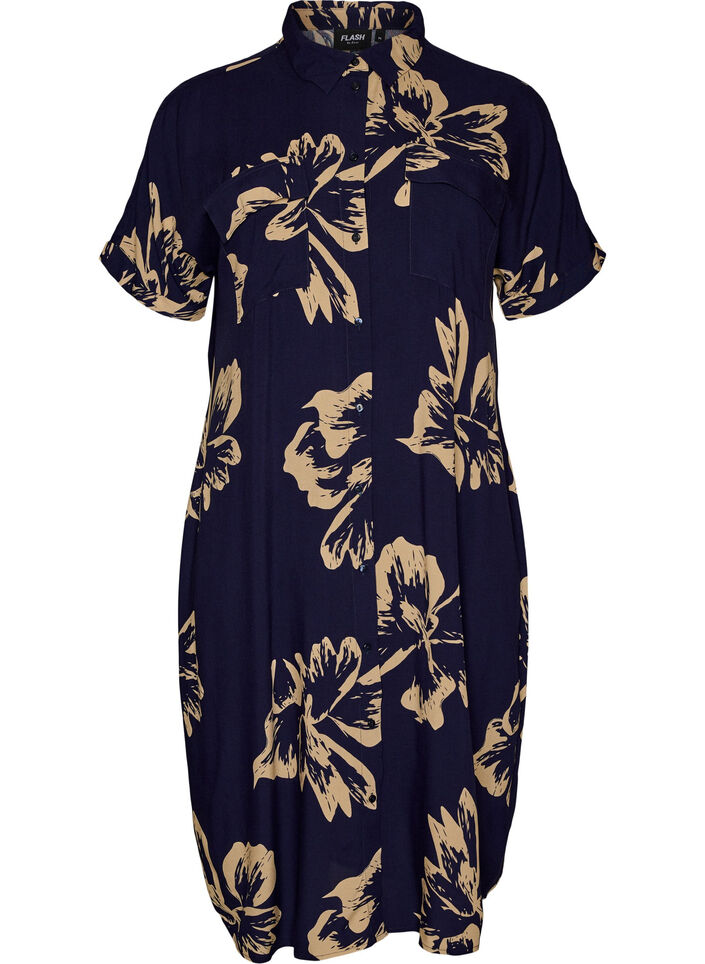 Lyhythihainen pitk&auml; paitamekko, Sininen, Packshot image number 0